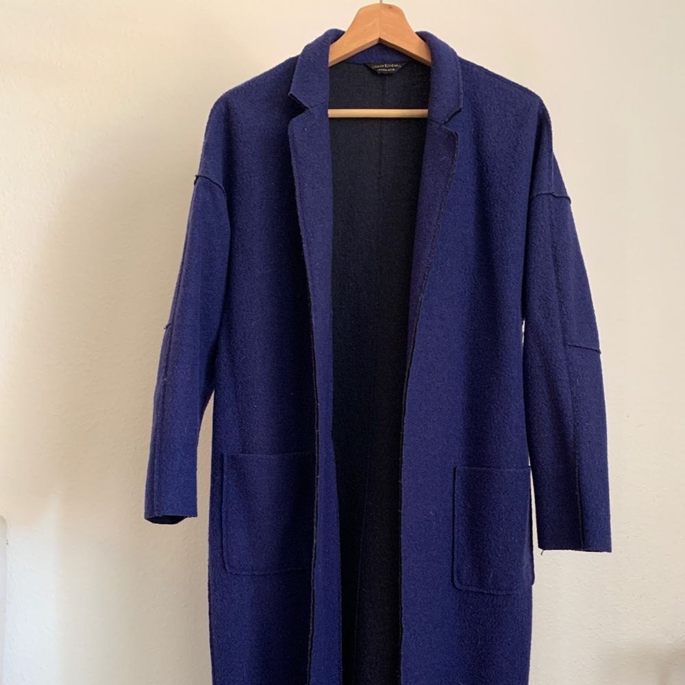 Blue blazer overcoat